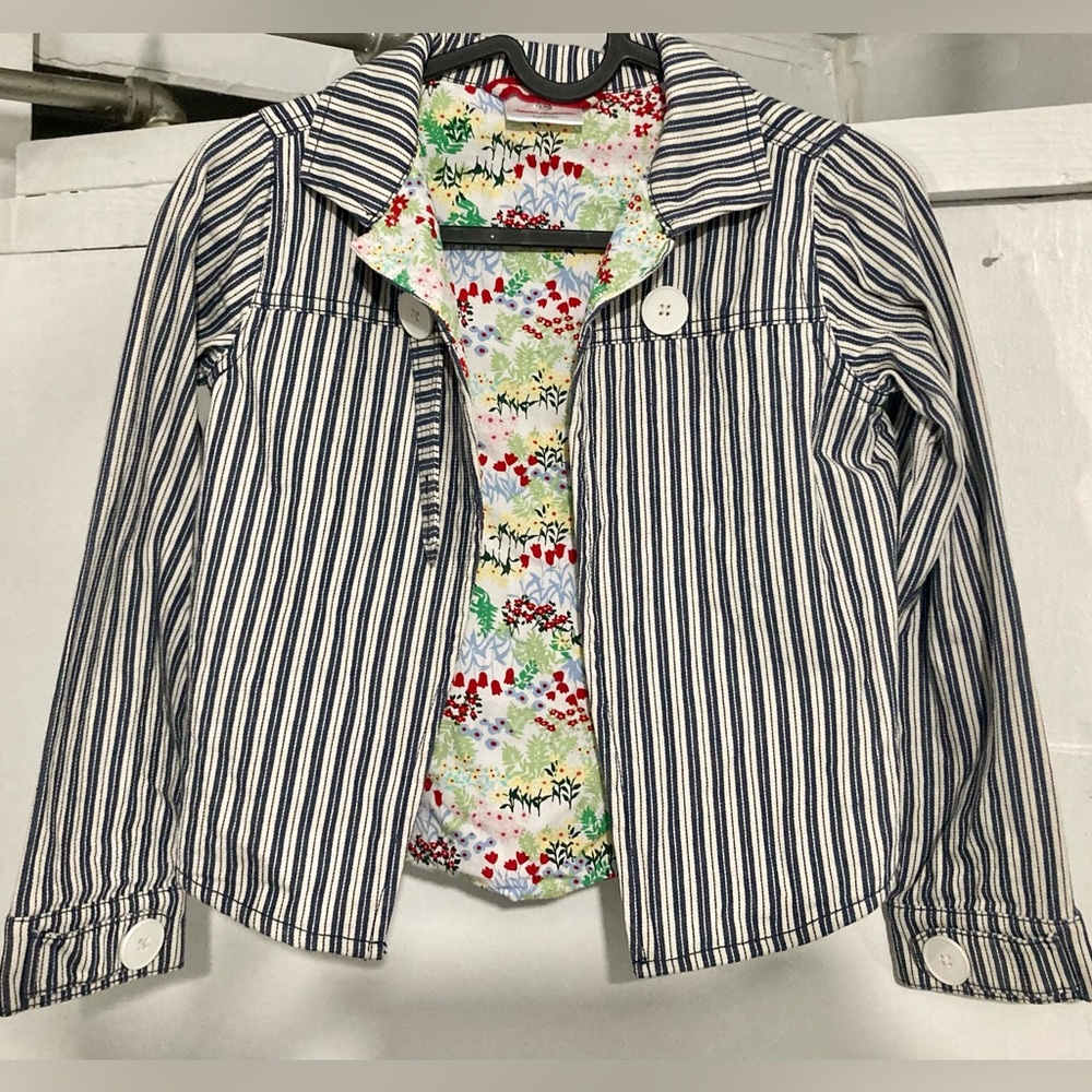 Hanna Andersson Girls Striped & Floral Jacket 100% Cotton